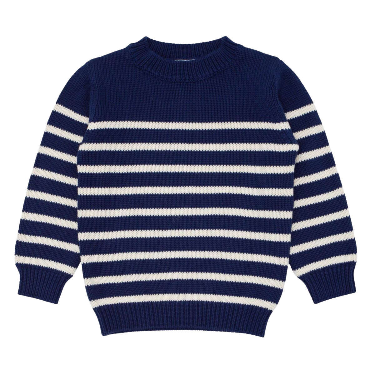 unisex navy and cream stripe knit sweater
