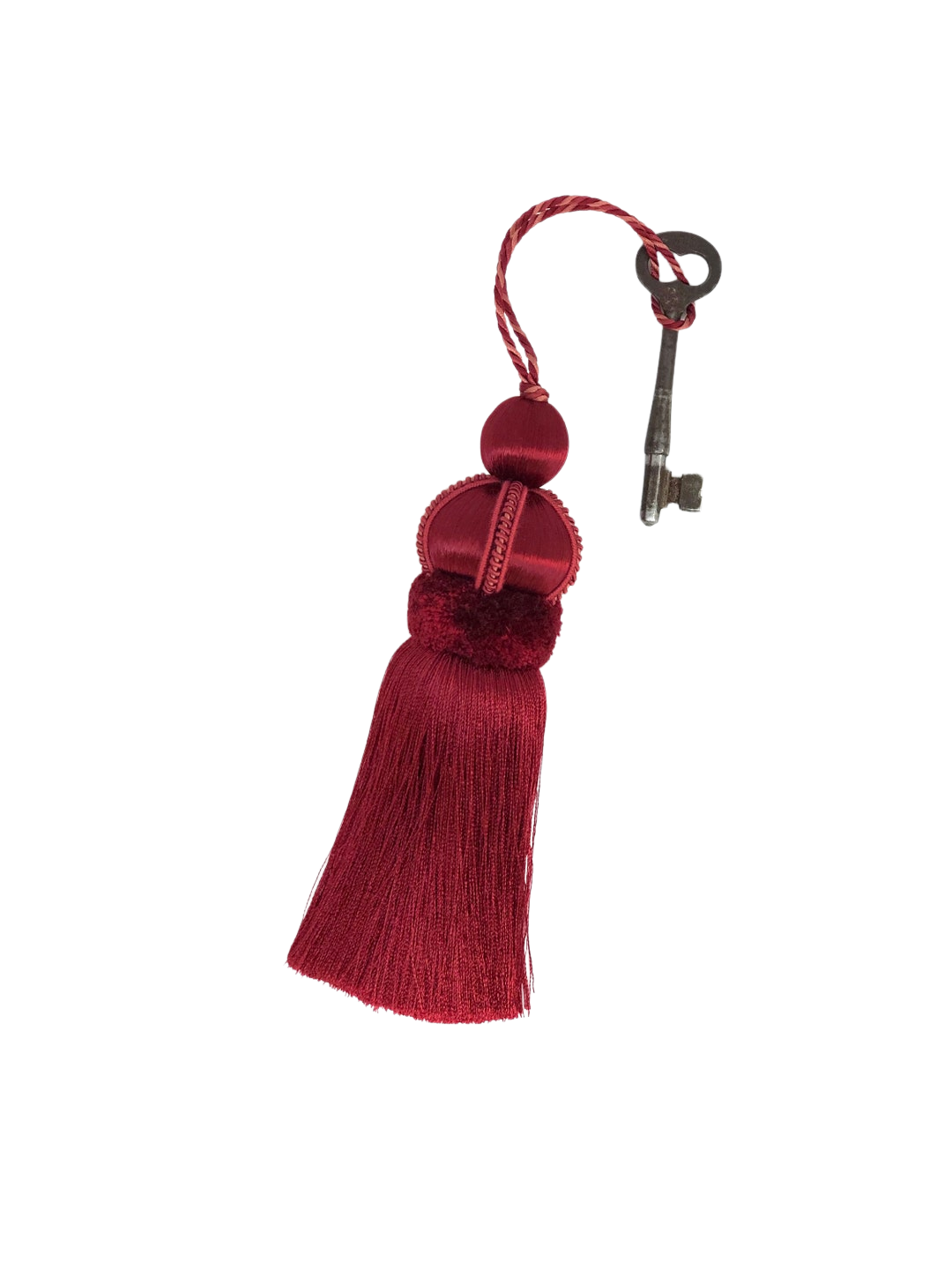 Key Tassel in Ruby Red Color with Velvet Detail