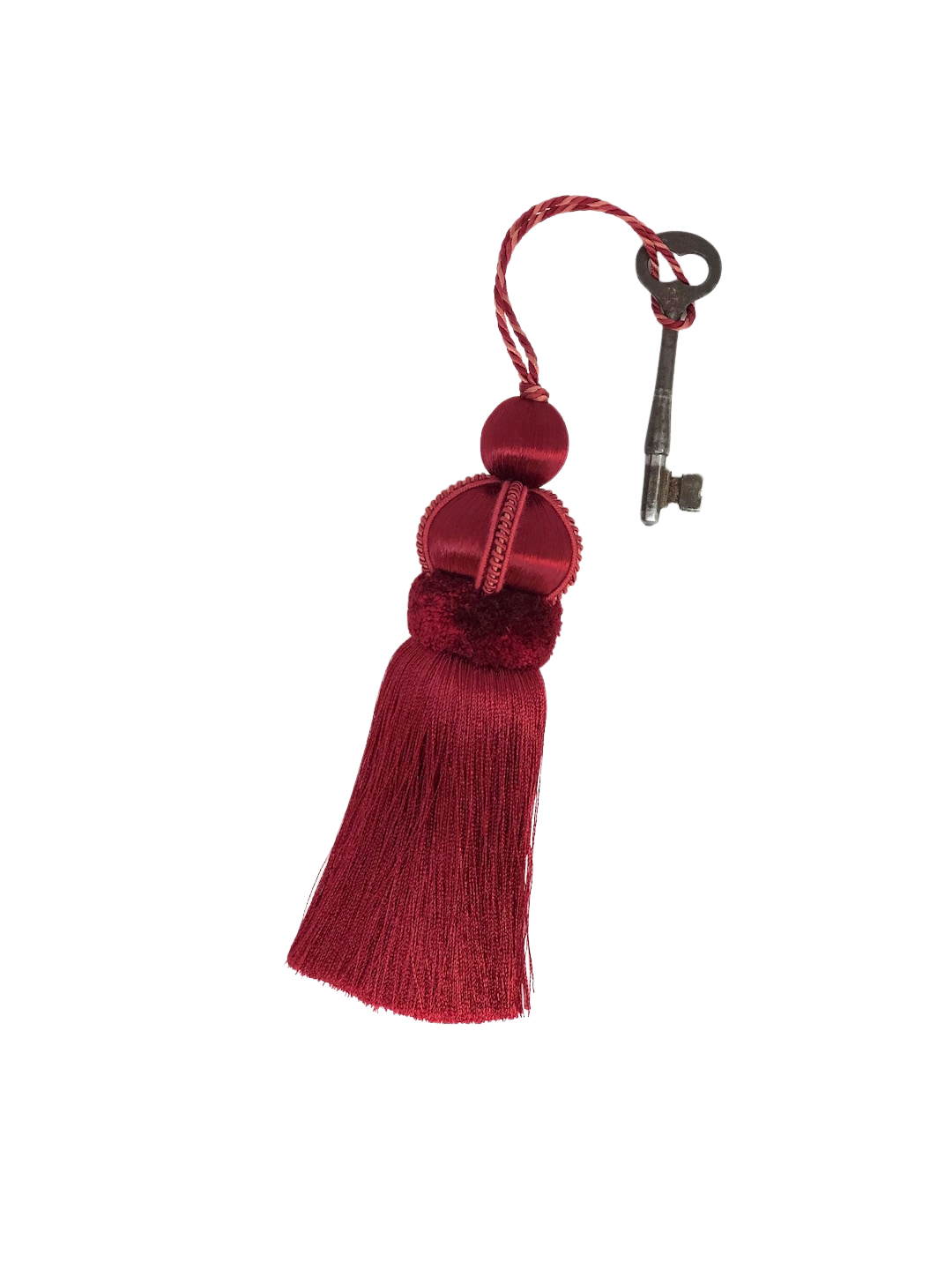 Key Tassel in Ruby Red Color with Velvet Detail