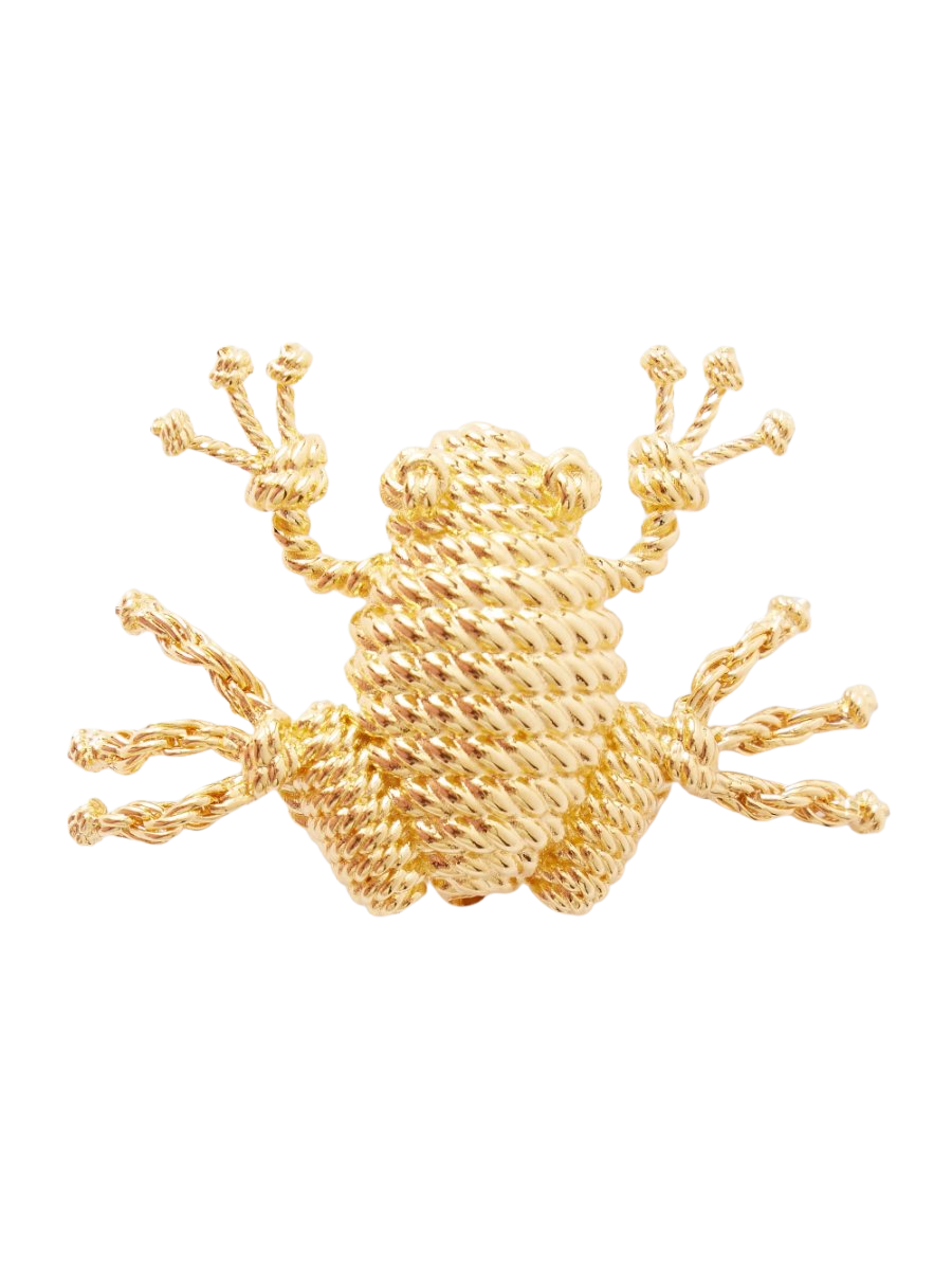 Frog gold-tone brooch