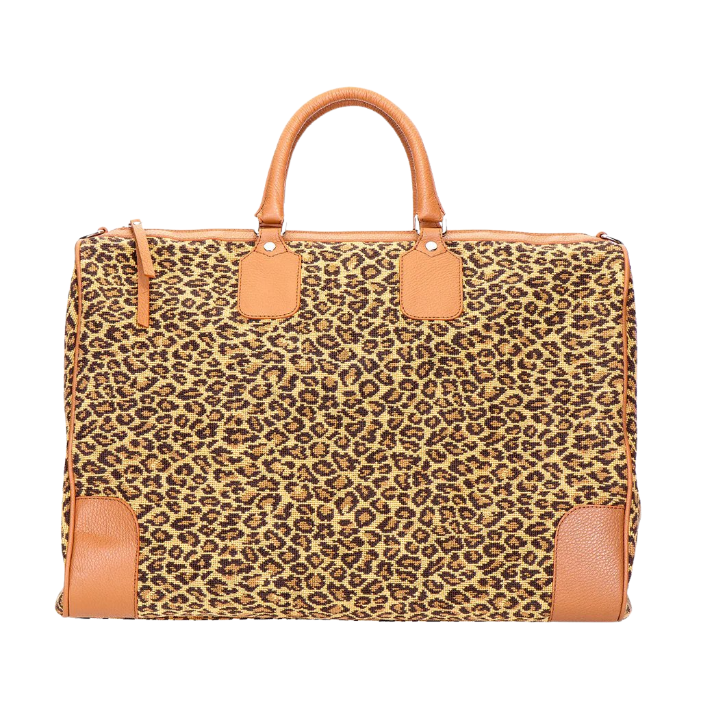 Jane Leopard Needlepoint Weekender