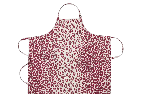 Matouk Schumacher Linen Apron in Iconic Leopard Crimson