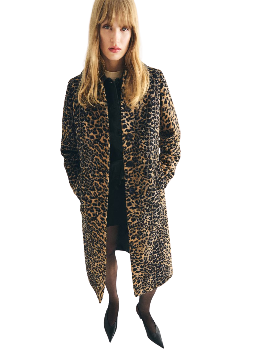 Leopard-print long coat