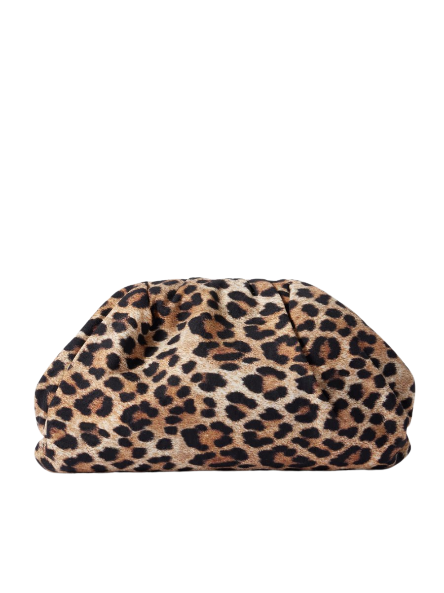 Bailey leopard-print satin clutch