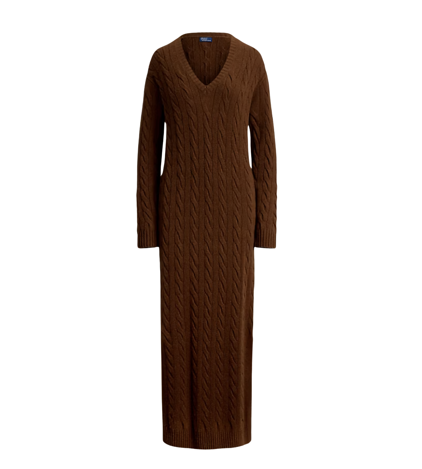 Cable-Knit V-Neck Sweater Dress