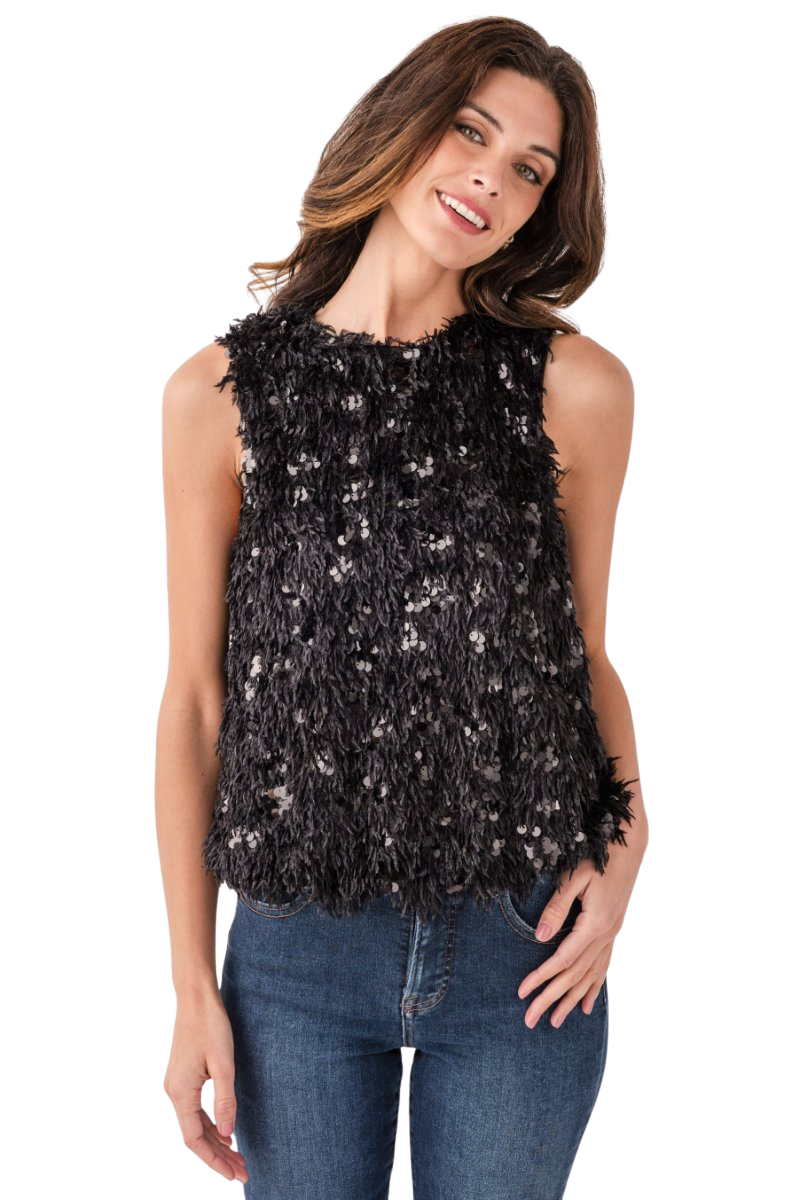 THML Sequin Eyelash Sleeveless Top