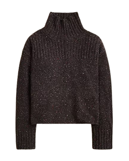 Ribbed turtleneck sweater in donegal wool blend