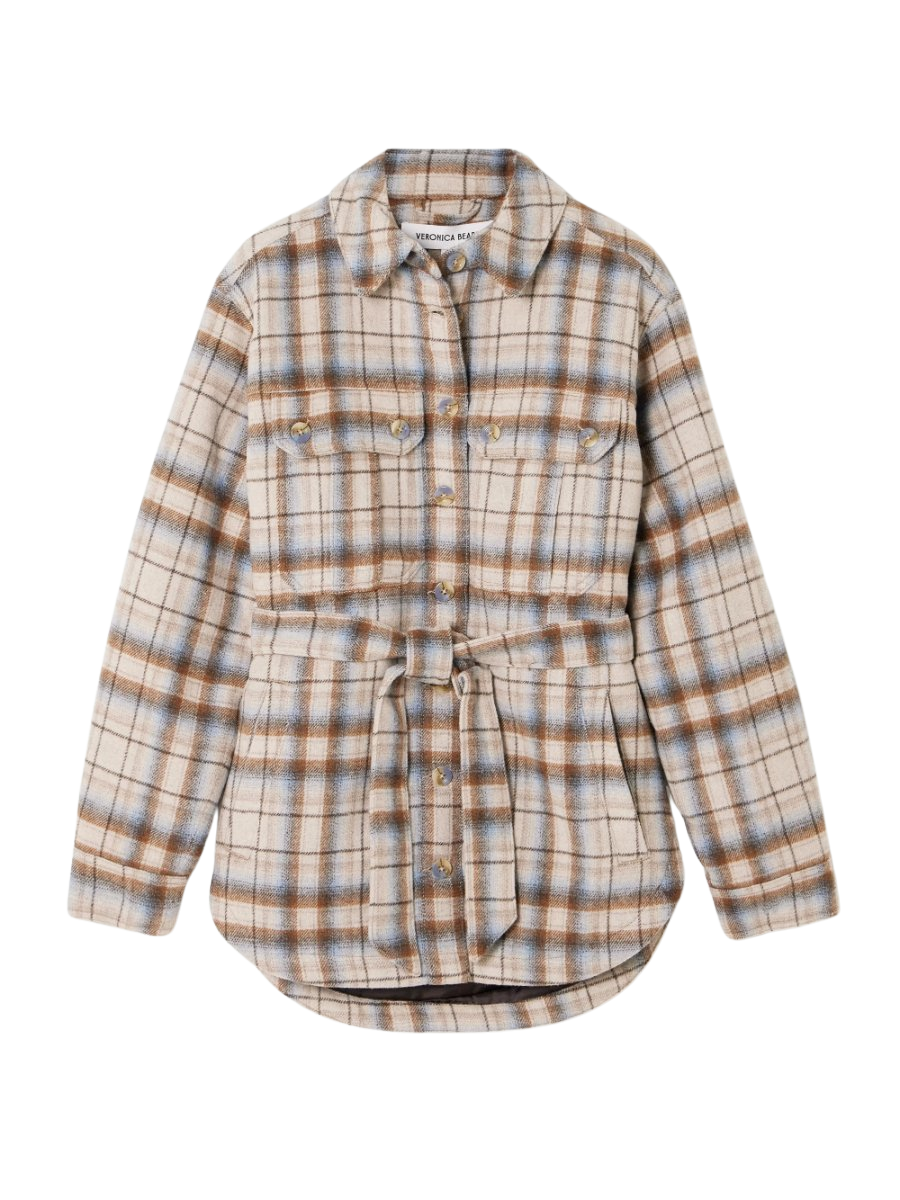 Mikaela belted checked flannel jacket