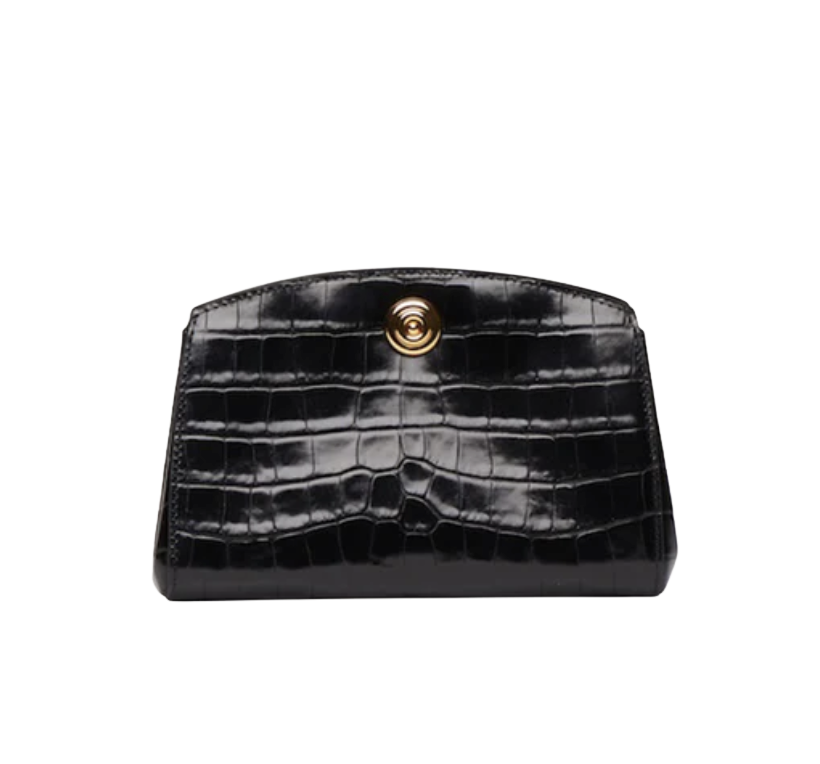 Pushlock Clutch Black Croc