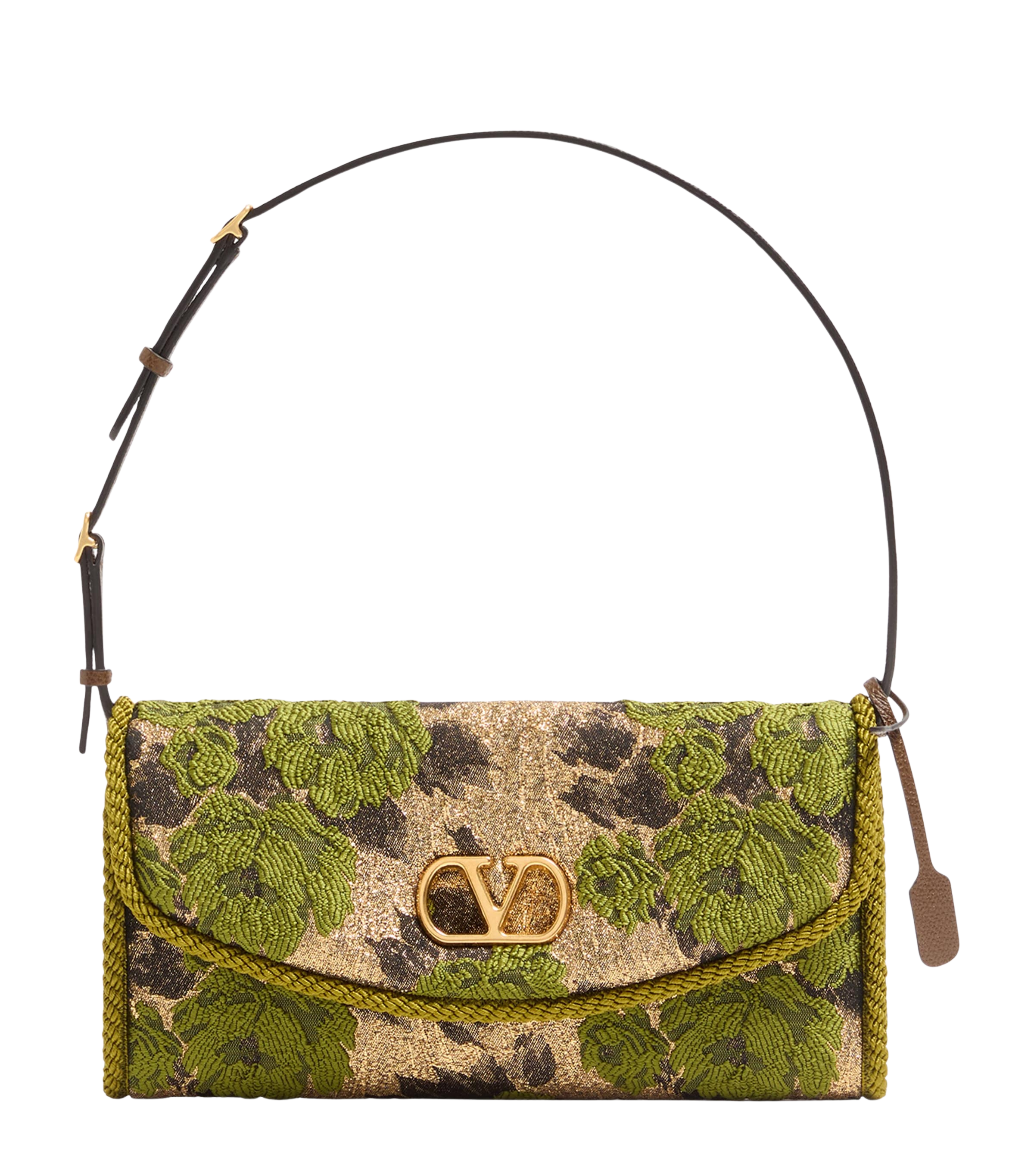 Embroidered Vain Soft Shoulder Bag