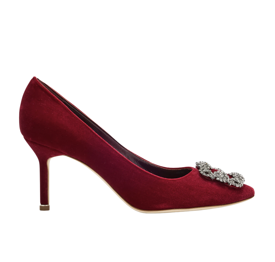Hangisi Velvet Pumps with Crystal Buckle