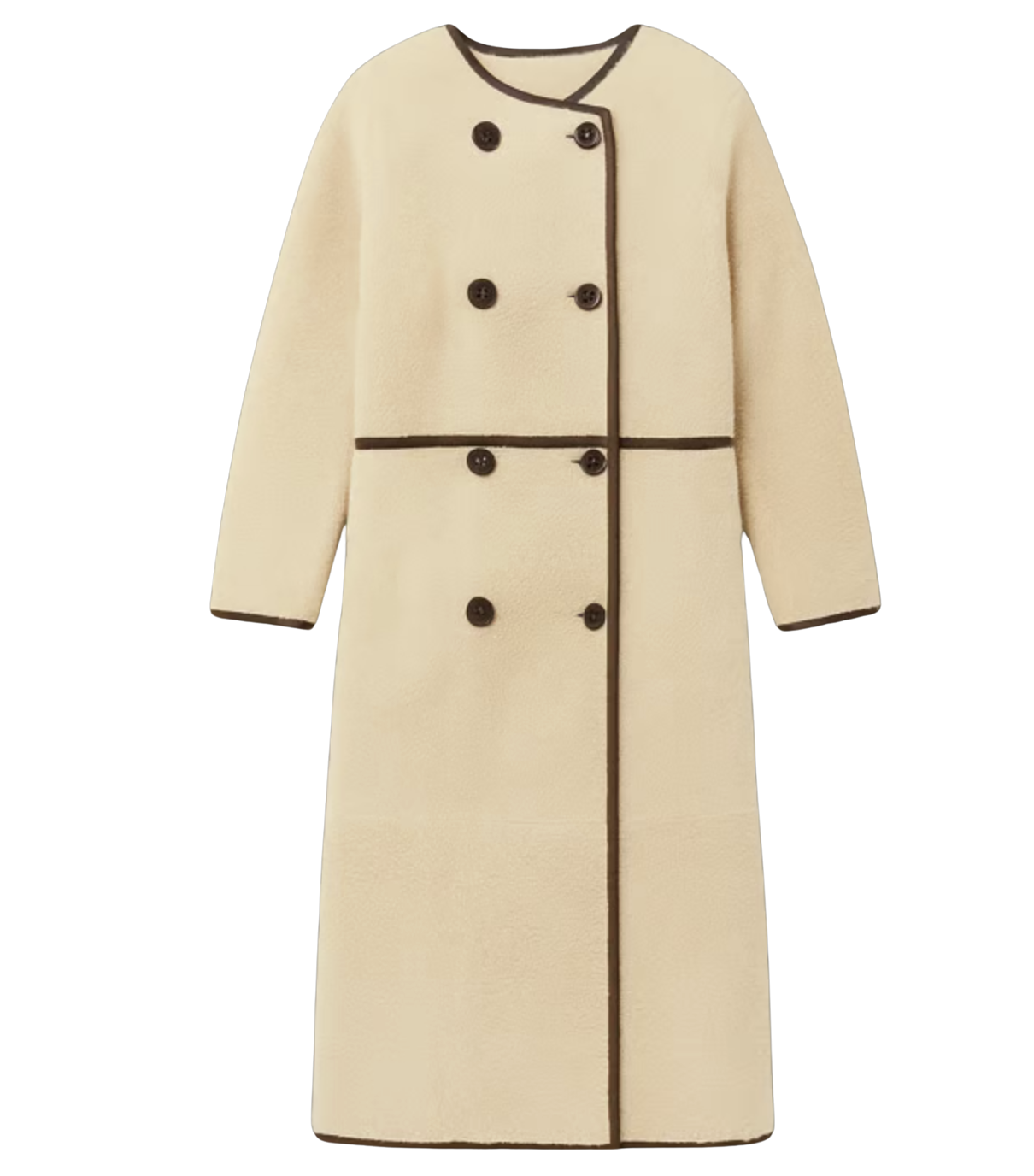 Double-Breasted Shearling Coat