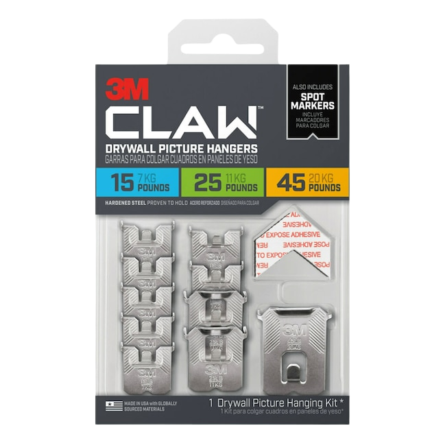 3M CLAW Drywall Picture Hangers 10-Pack Stainless Steel Hanging Storage/Utility hook (45-lb Capacity)