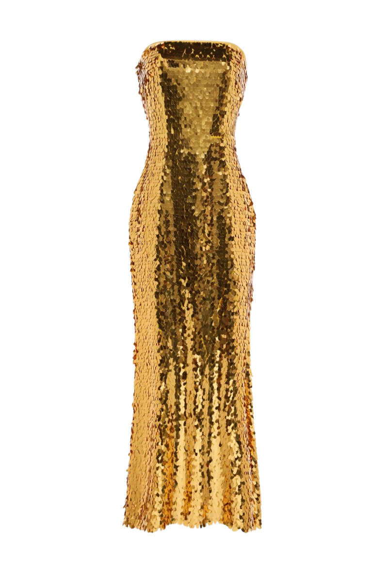 Sculpty Strapless Sequin Dress