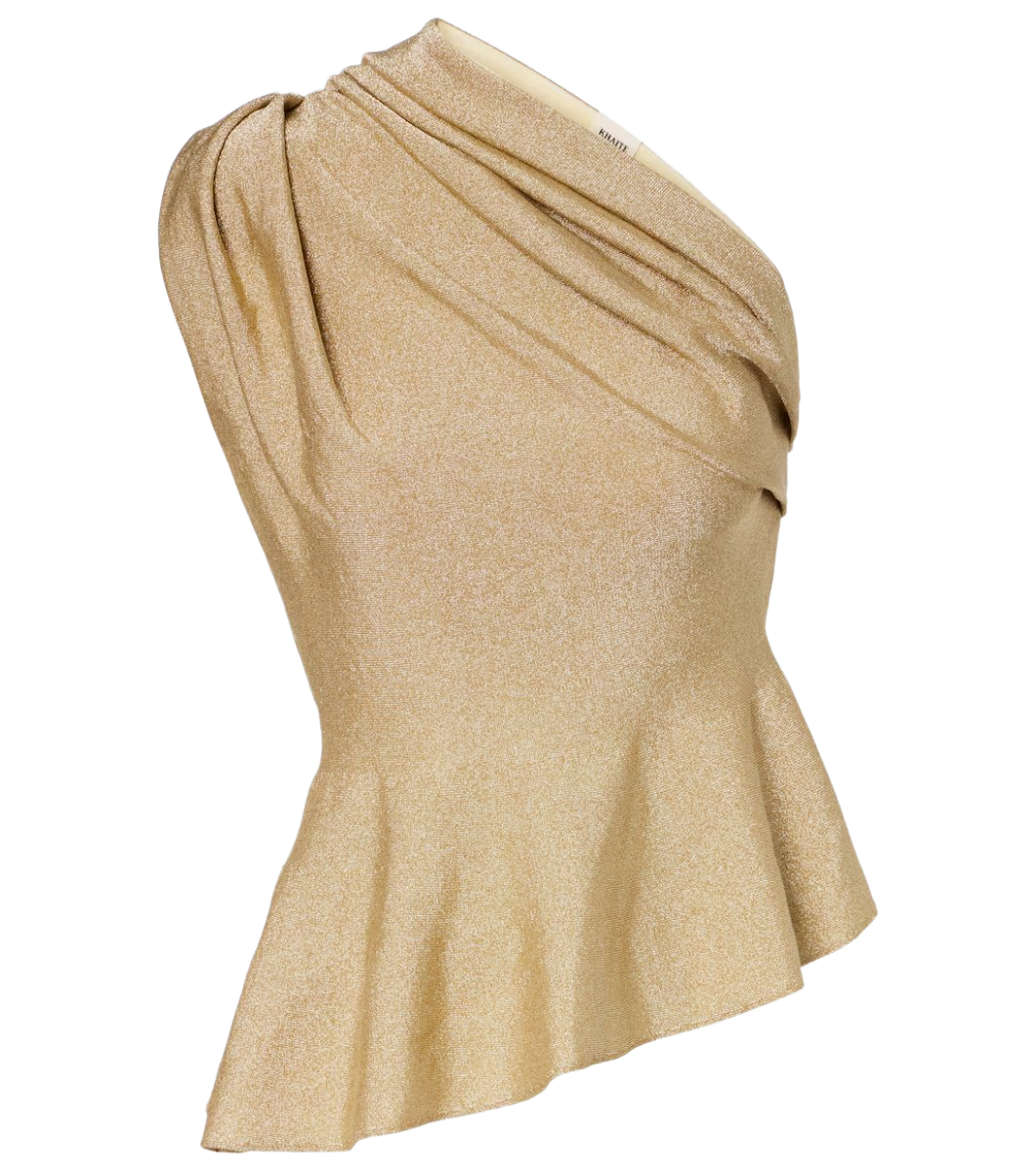 Aimee one-shoulder lamé top