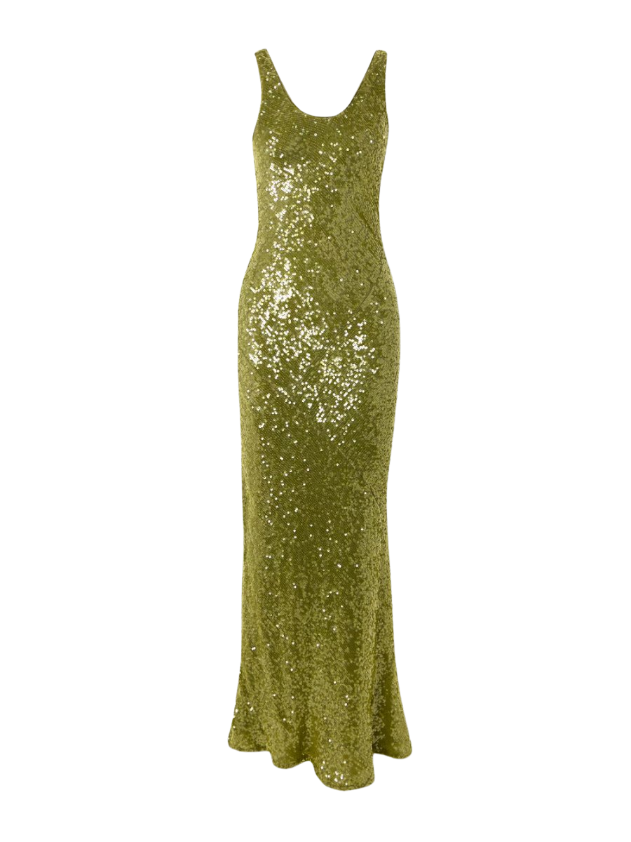 Moonlight Valletta sequined crepe de chine gown