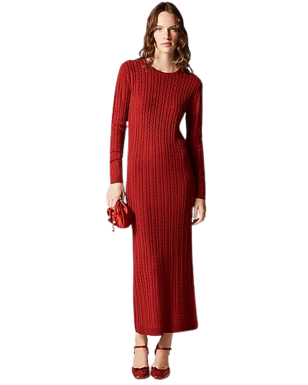 Cable-knit sweater-dress in merino wool