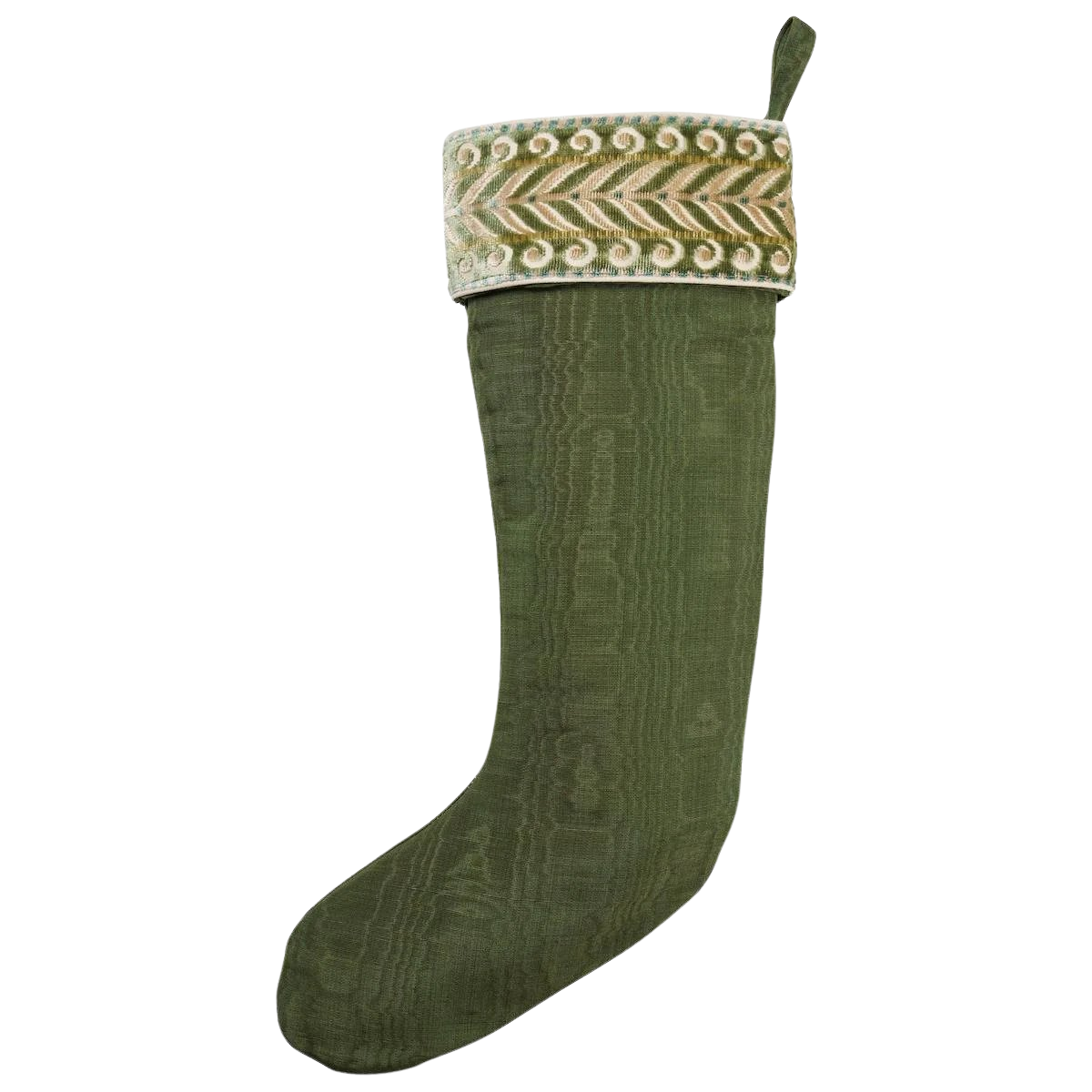 Beau Cotton Linen Moire Stocking - Olive