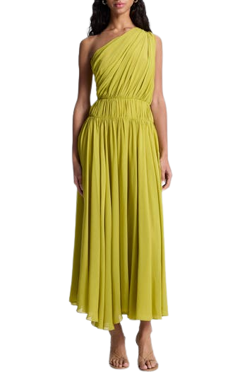 Drew Pleated One-Shoulder Maxi Dress