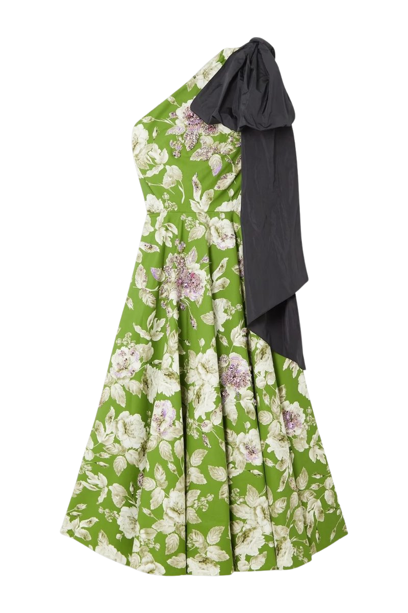 Johanne one-shoulder crystal-embellished cotton-faille gown