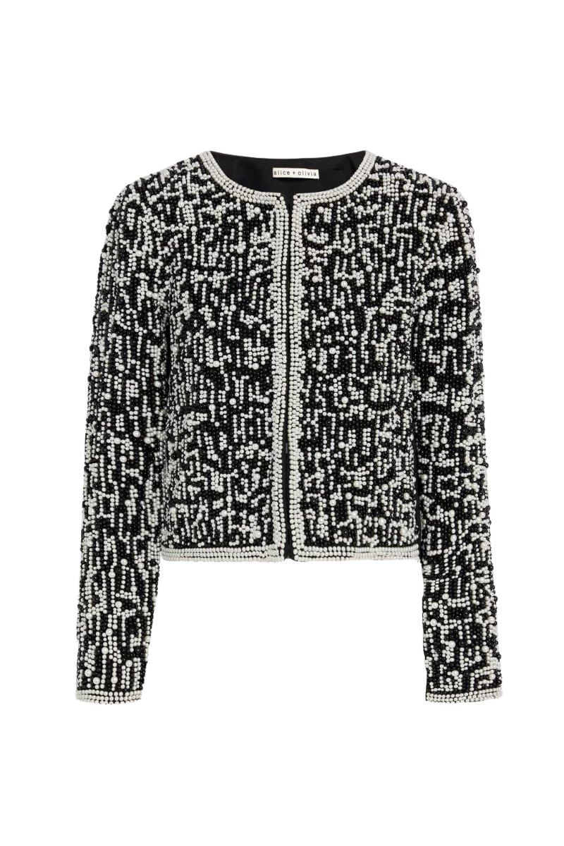 Kidman faux pearl-embellished satin jacket