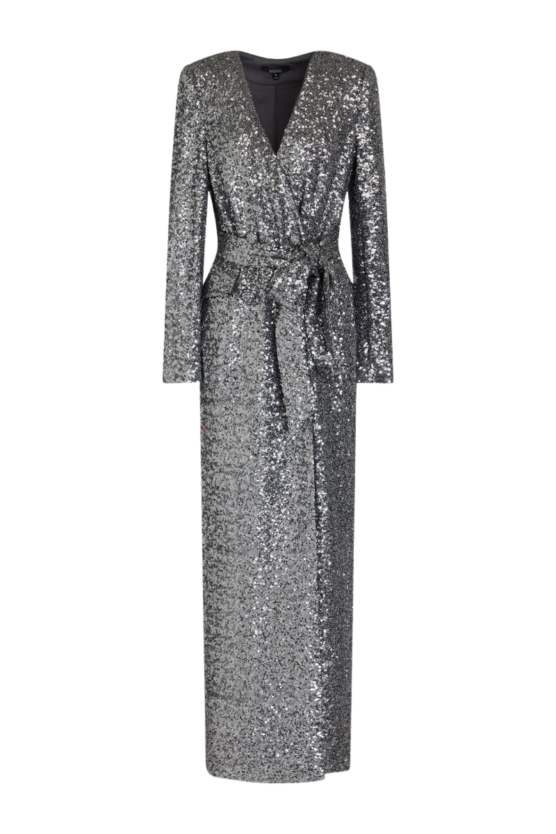 Sequined stretch-tulle gown