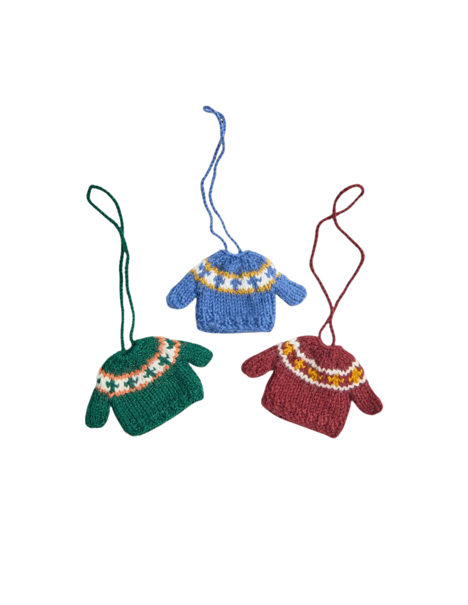 Azerbaijani Socks Mini Sweater Ornament Trio