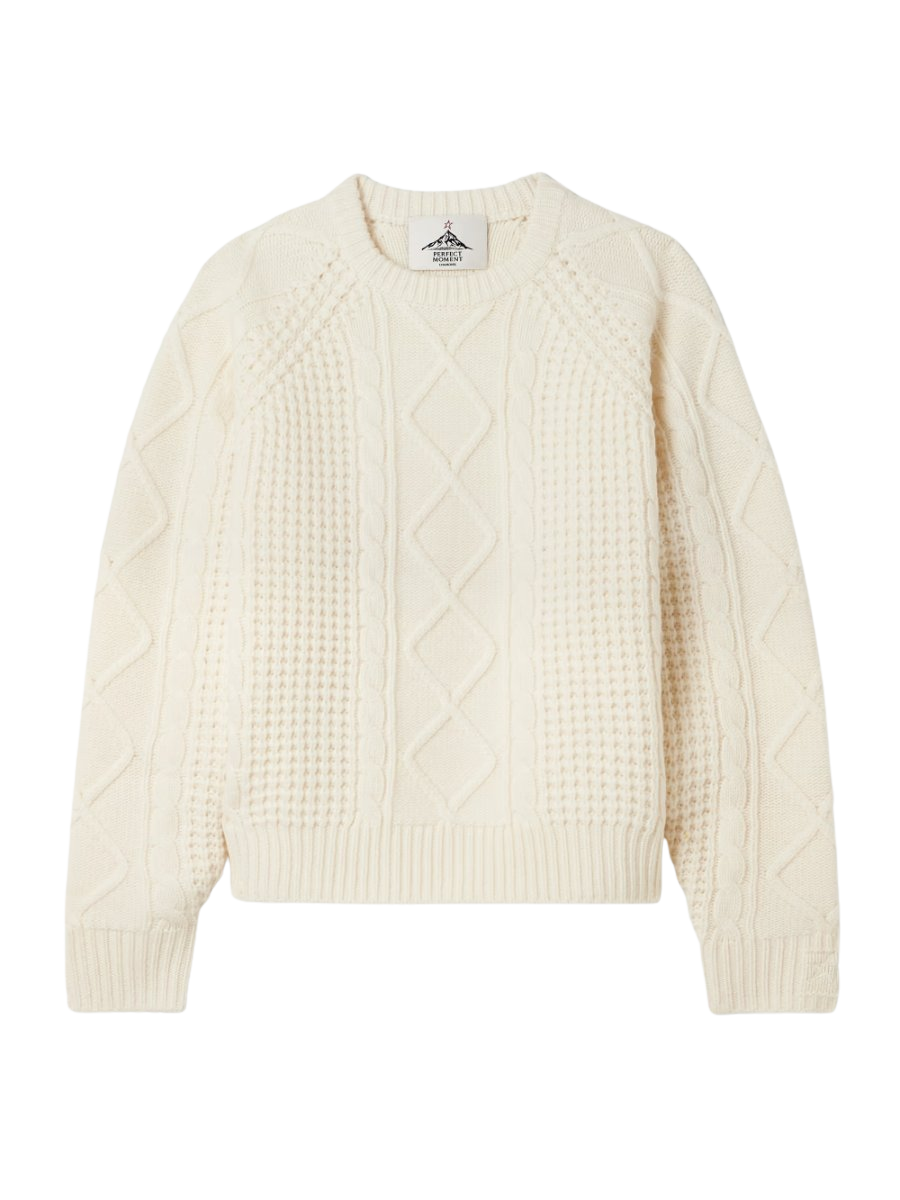 Crystal cable-knit merino wool sweater