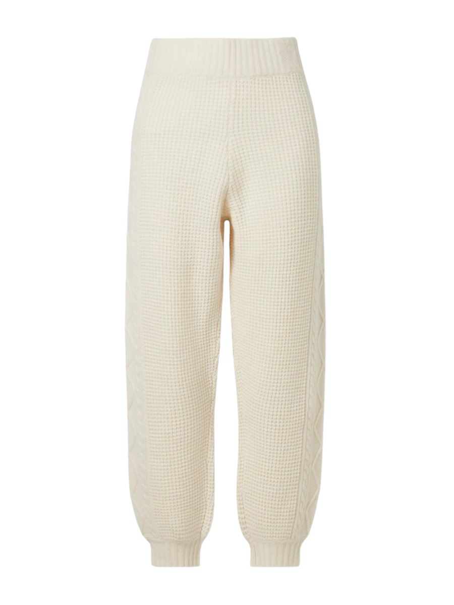 Crystal cable-knit wool tapered pants