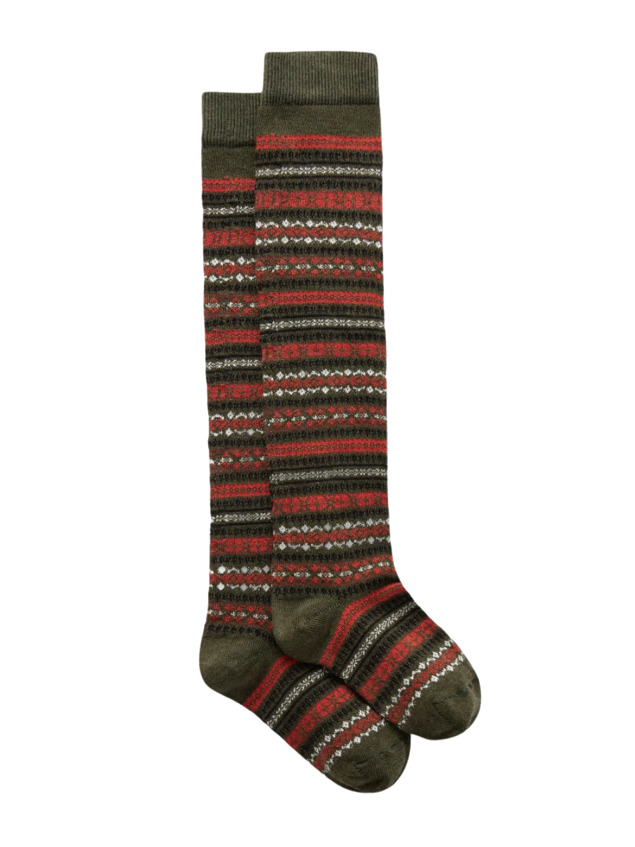 Jacquard-knit wool socks