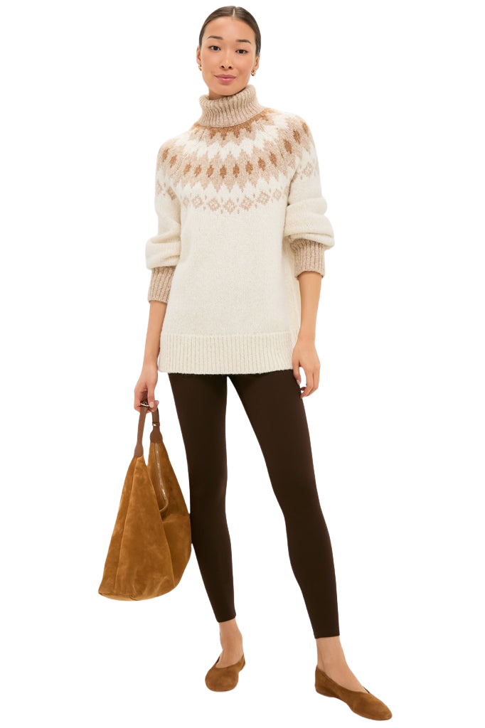 Ivory Camel Estelle Fair Isle Turtleneck