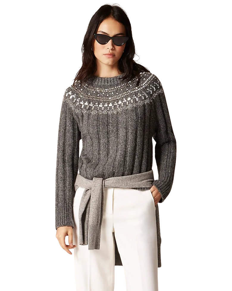 Embellished Fair Isle sweater in wool blend