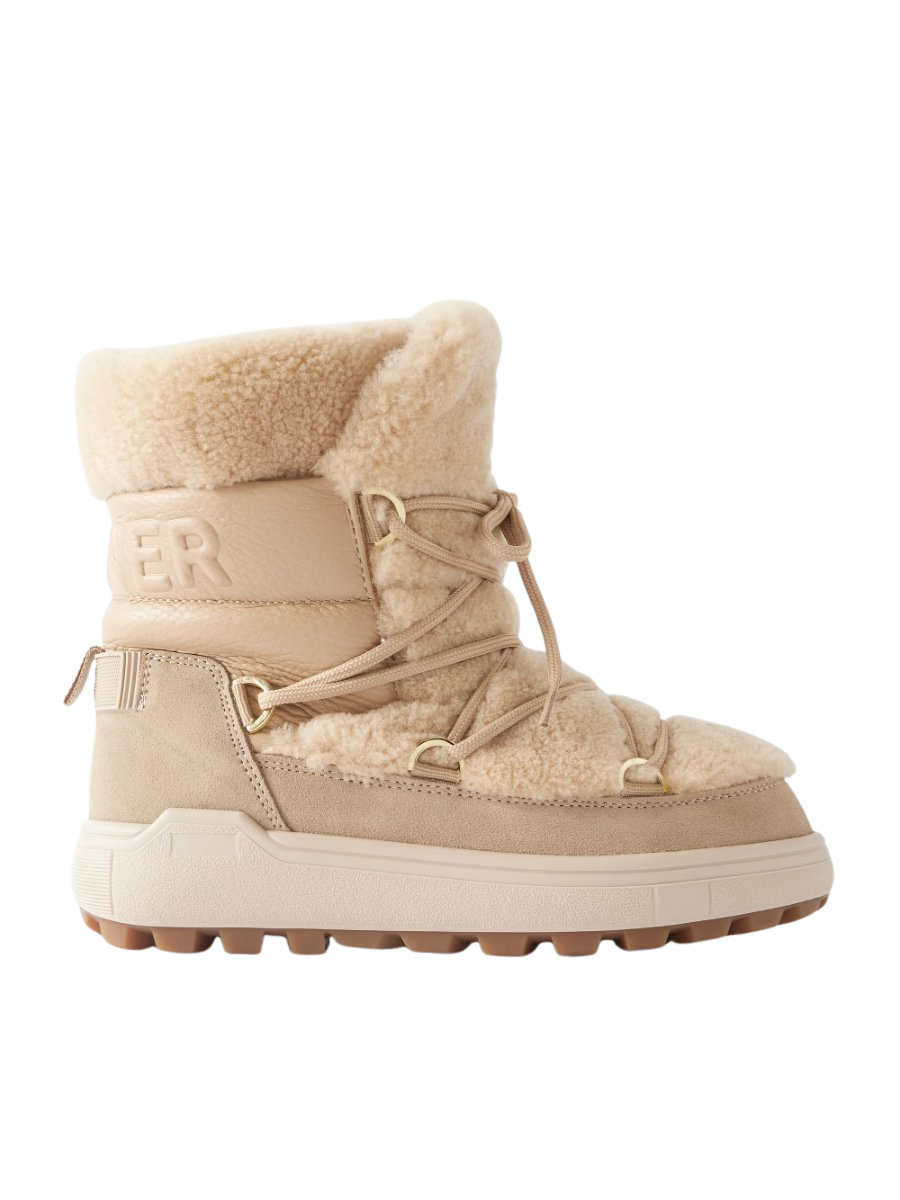 Chamonix shearling, textured-leather and suede snow boots