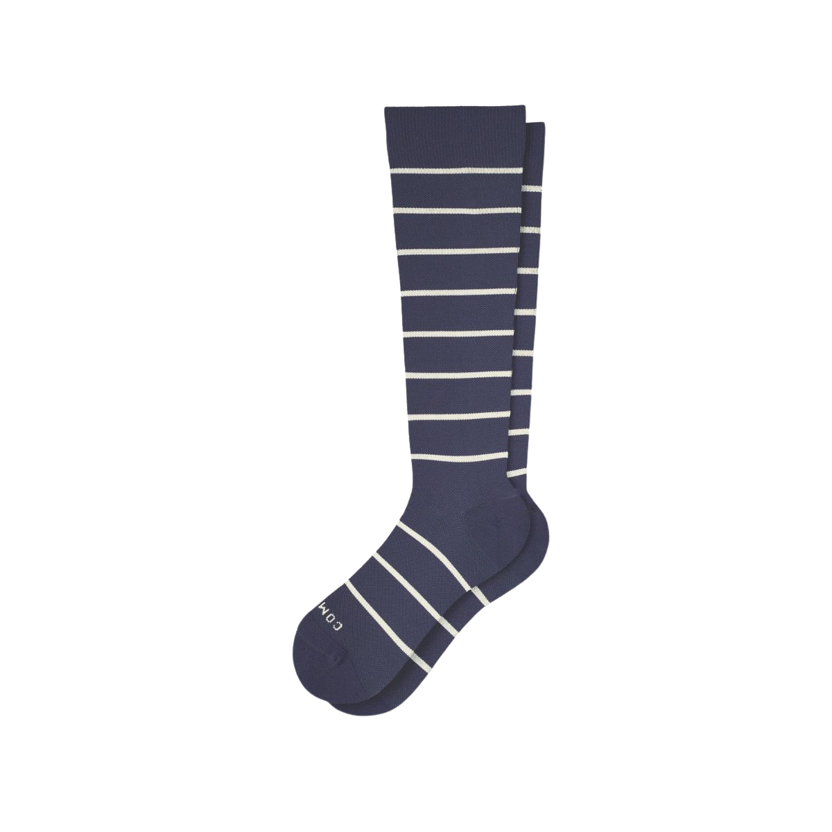 Knee-High Compression Socks – Stripes Navy/Sand
