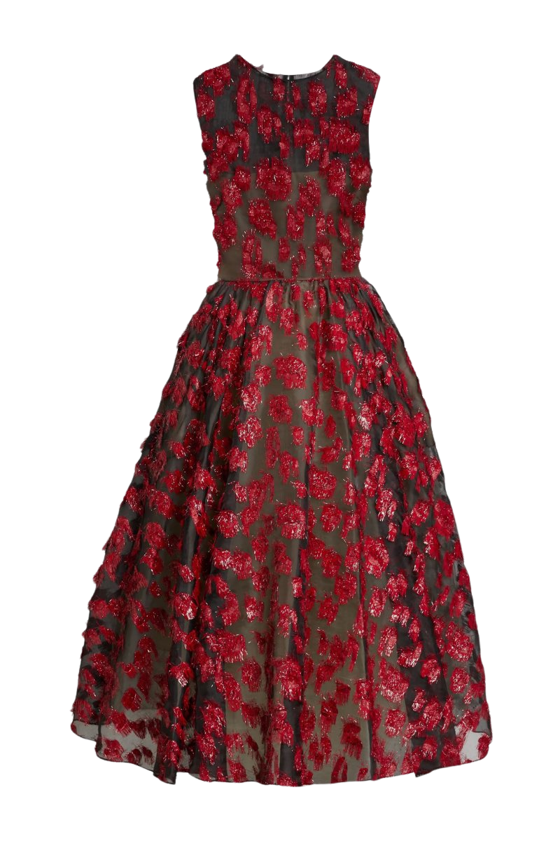 Flared fil coupé chiffon midi dress