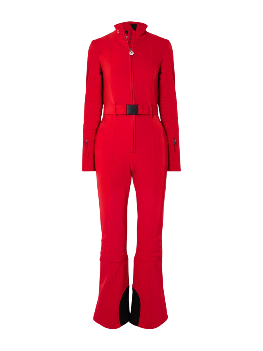 JG belted padded down ski suit