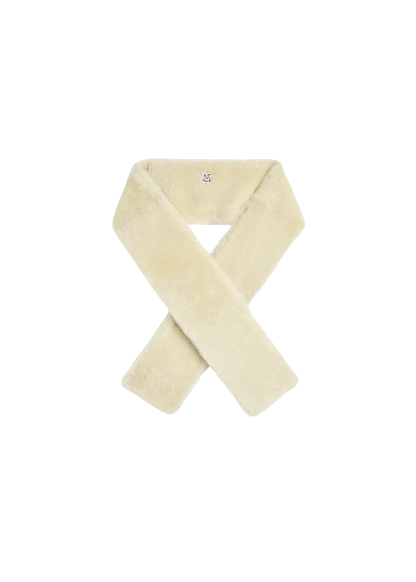 Shearling tuxedo scarf ecru