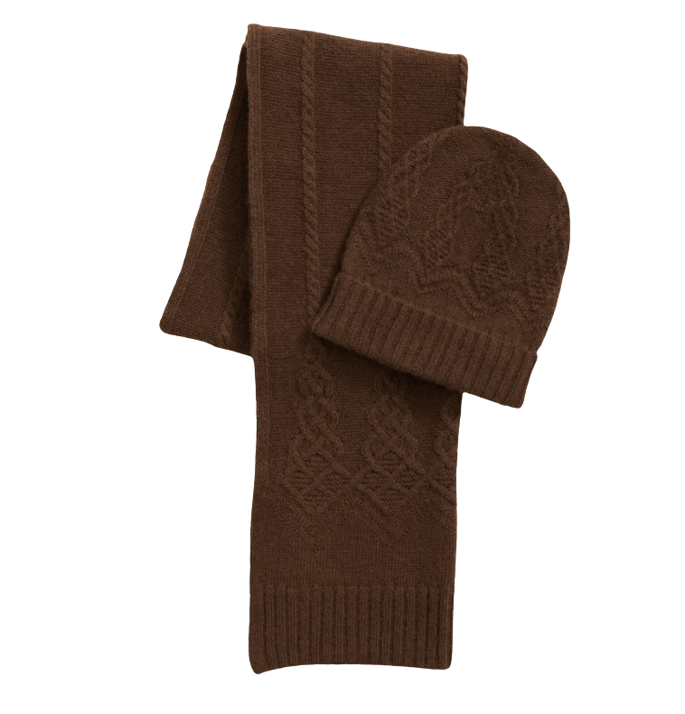 Cotton-Alpaca-Wool Blend Hat & Scarf Boxed Set