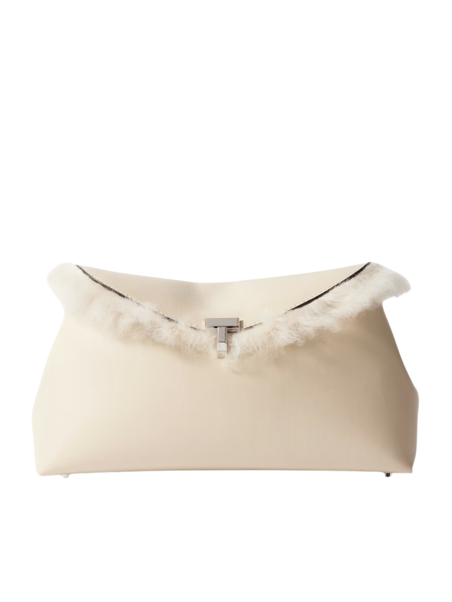 T-Lock shearling clutch