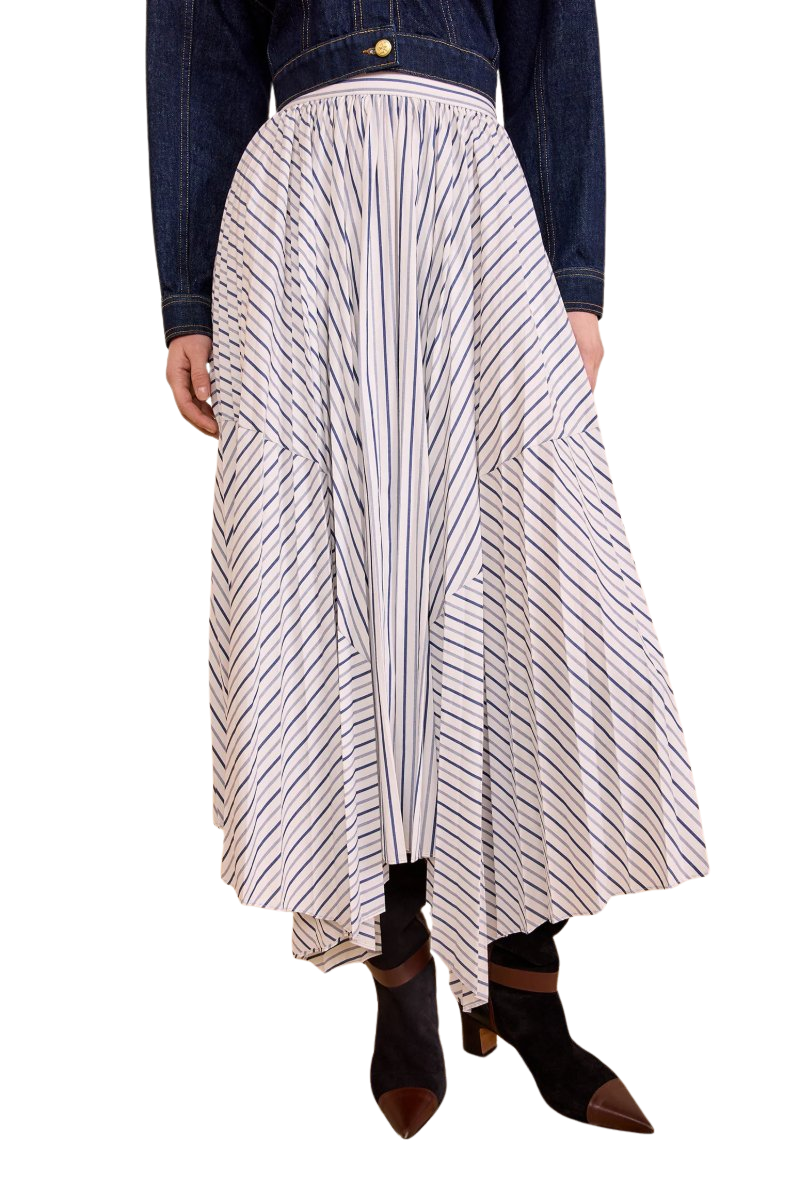 Yasna High Waist Asymmetrical Midi Skirt