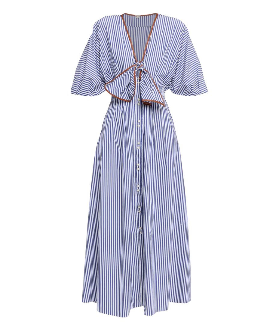 Endless Spring Bow Puff-Sleeve Ankle Dress