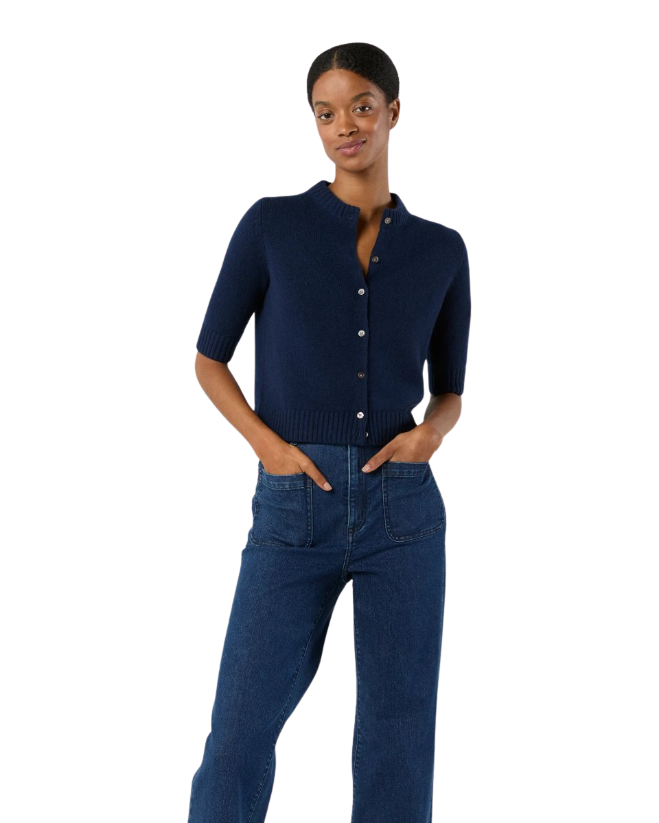Kelly Cardigan in Navy Cashmere