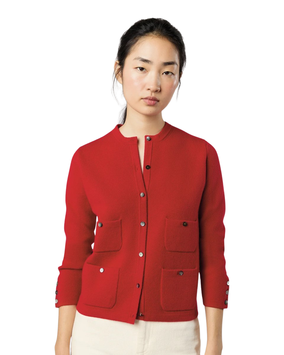 Gabby Cardigan in Red Cashmere