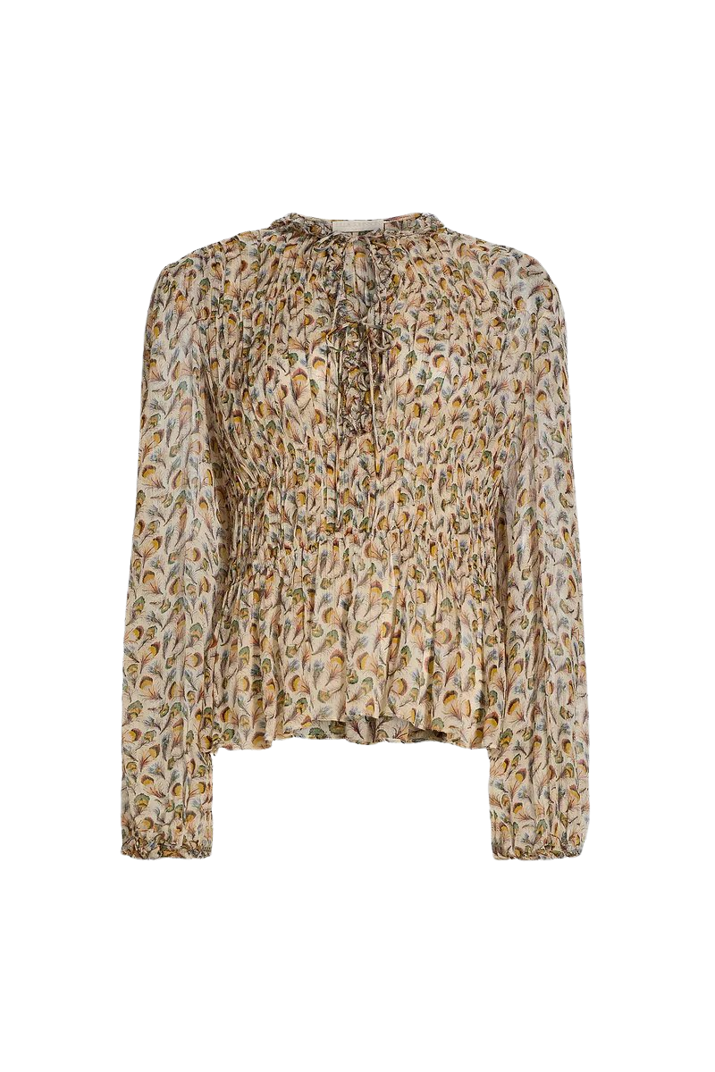 Robbie Silk Long Sleeve Front Tie Blouse