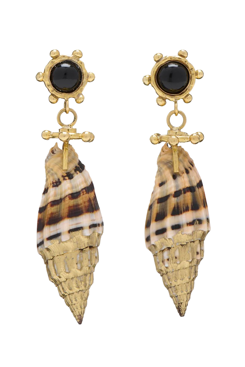Leiro Black Onyx & Gold Dipped Shell Drop