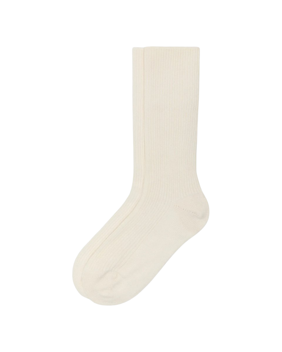 Cashmere Ribbed Socks in Luna