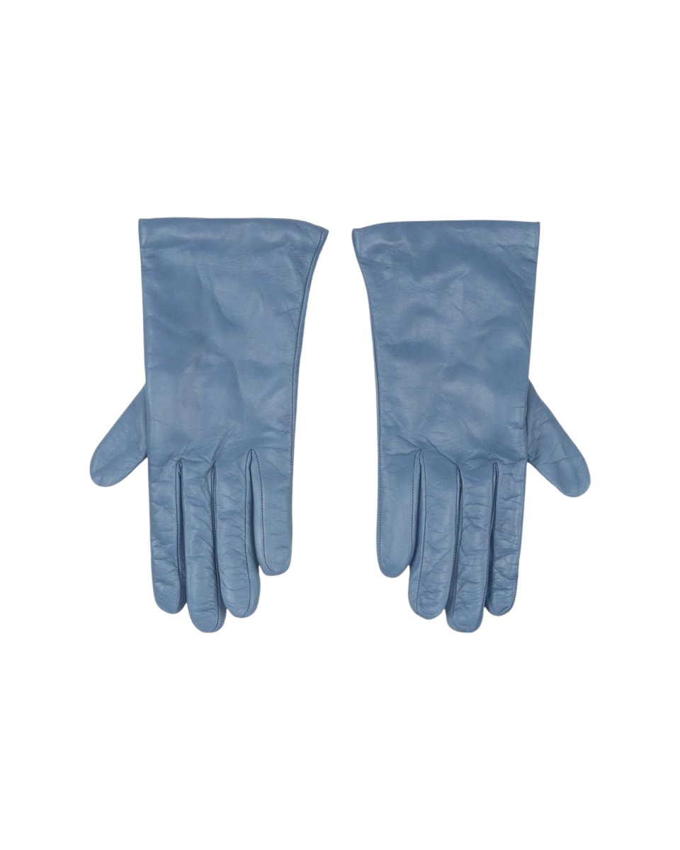 Cashmere-Lined Gloves in Steel Blue Nappa Leather