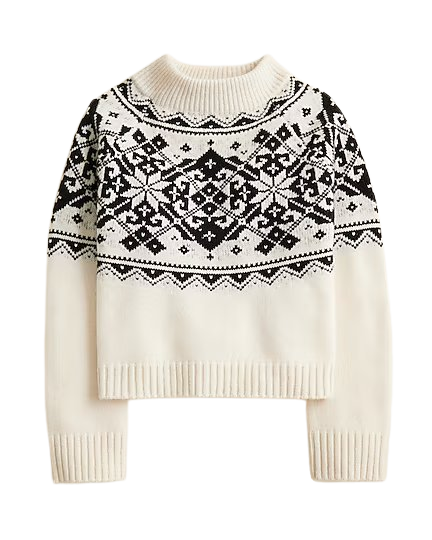Fair Isle snowflake mockneck sweater in vintage wool