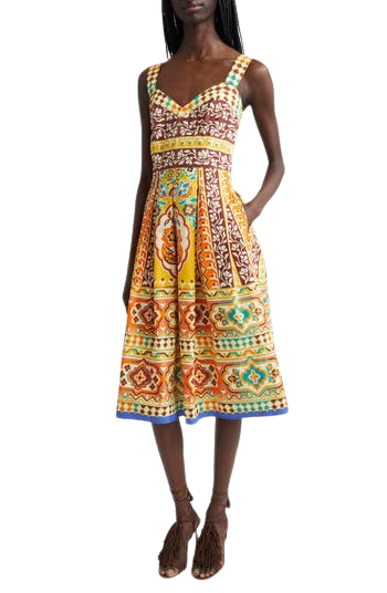 Geo Floral Cotton Poplin Sundress