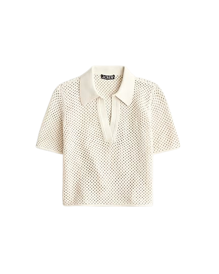 Crochet beach polo shirt in cotton